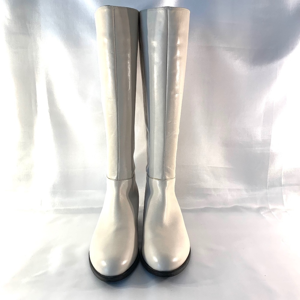 Anna Baiguera Ivory Off White Leather Tall Knee High Riding Boot size 10 40
